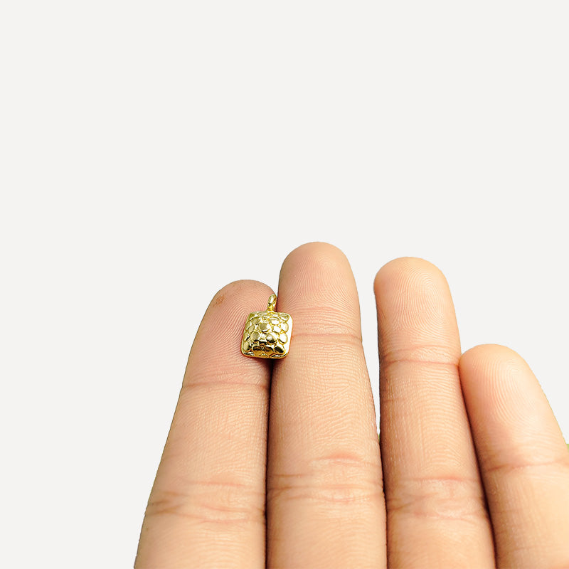 Handcrafted 18K Gold Overlay Square Honeycomb Stud Earwire Jewelry Connector From India