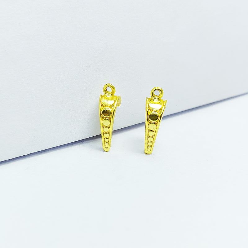Handcrafted 18K Gold Overlay Designer Half Hoop Stud Earwire Jewelry Connector From India