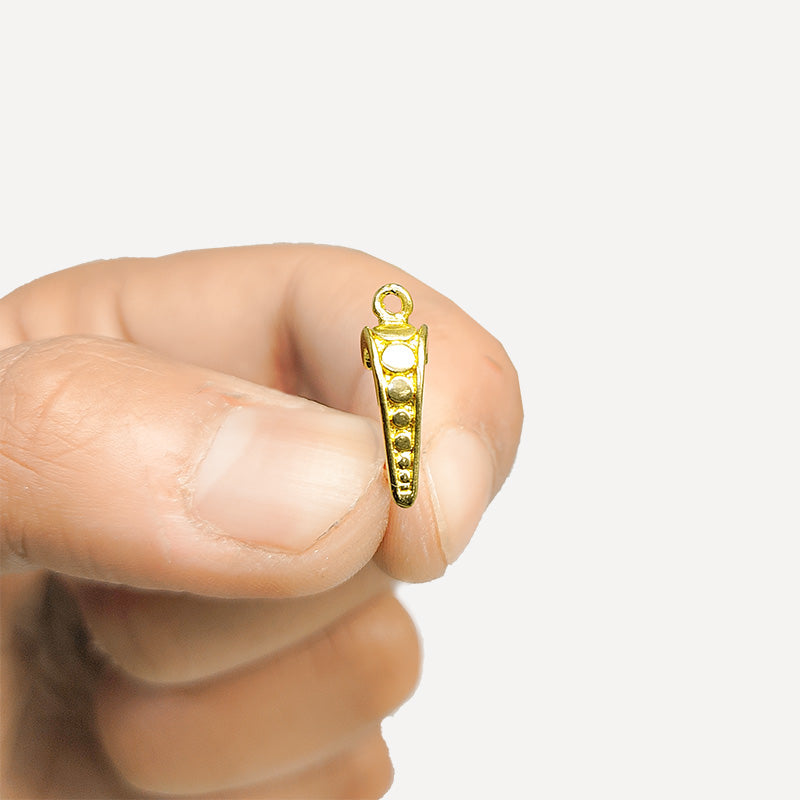 Handcrafted 18K Gold Overlay Designer Half Hoop Stud Earwire Jewelry Connector From India