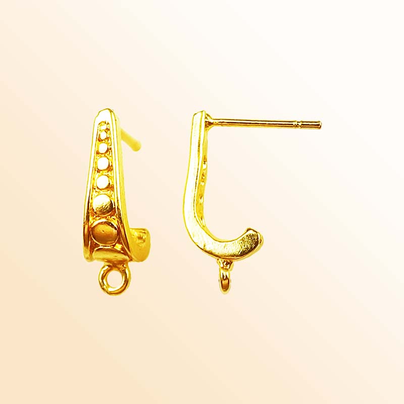Handcrafted 18K Gold Overlay Designer Half Hoop Stud Earwire Jewelry Connector From India