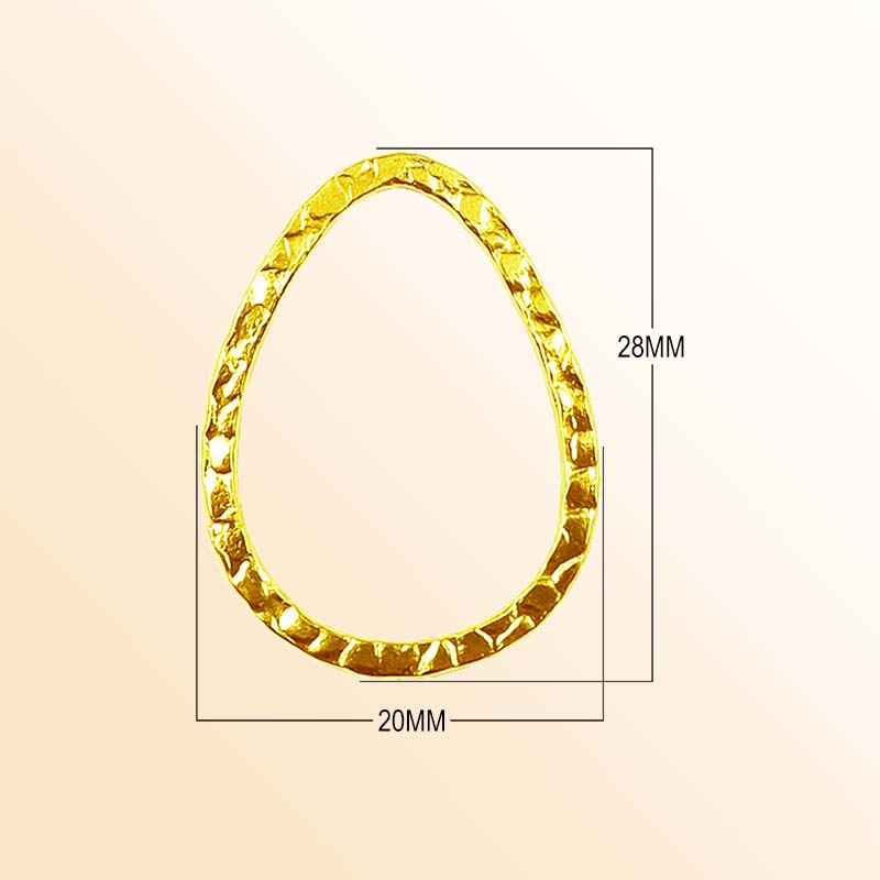Handcrafted 18K Gold Overlay Hammered Teardrop Jewelry Connector From India