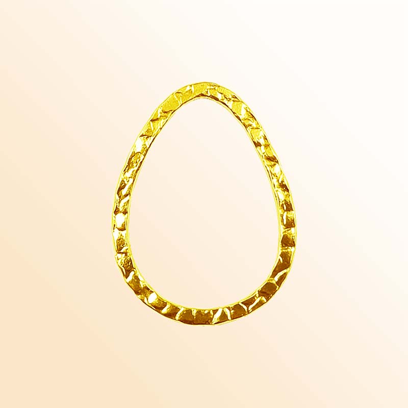 Handcrafted 18K Gold Overlay Hammered Teardrop Jewelry Connector From India