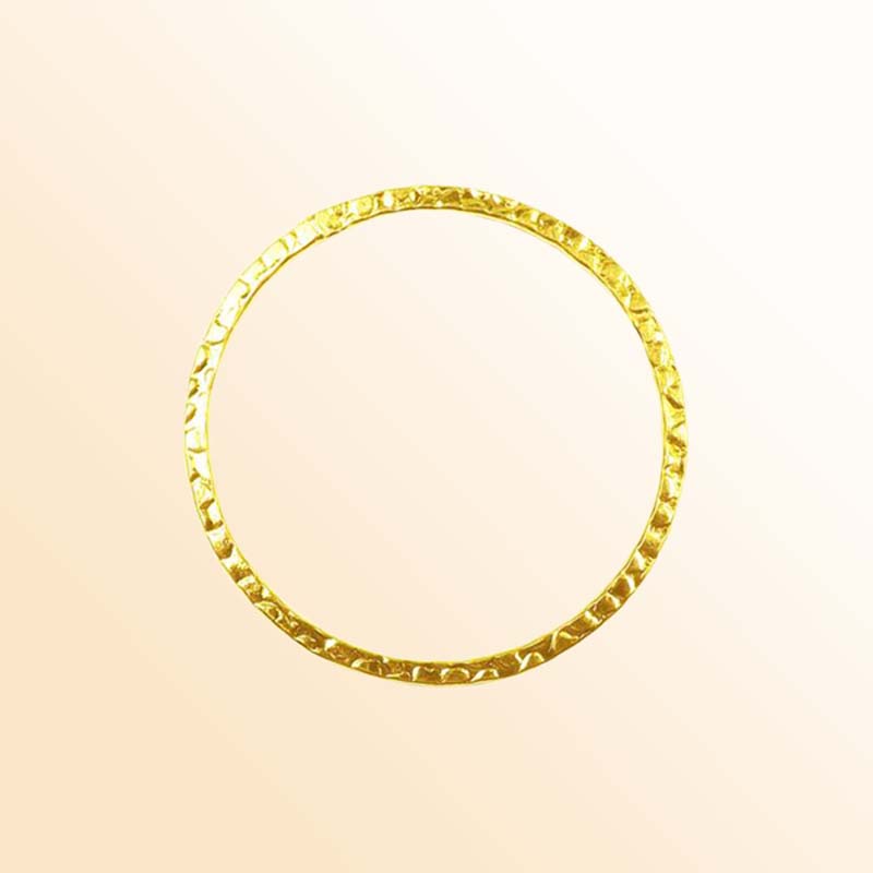 Handcrafted 18K Gold Overlay Hammered Round Jewelry Connector From India