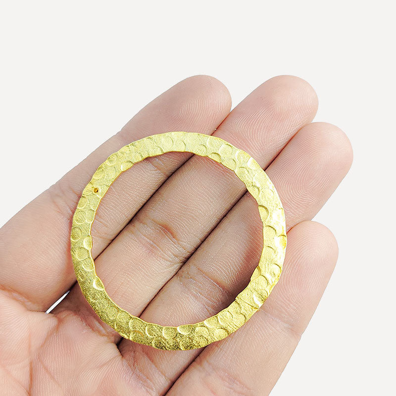 Handcrafted 18K Gold Overlay Hammered Round Jewelry Connector From India