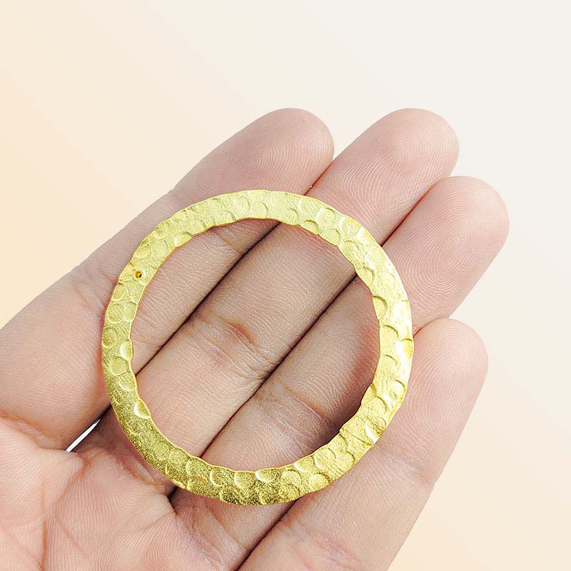 Handcrafted 18K Gold Overlay Hammered Round Jewelry Connector From India