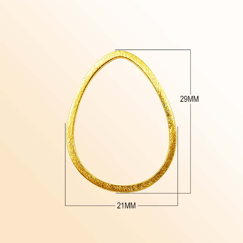 Handcrafted 18K Gold Overlay Brushed Teardrop Jewelry Connector From India