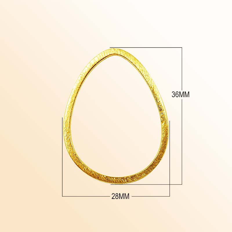 Handcrafted 18K Gold Overlay Brushed Teardrop Jewelry Connector From India