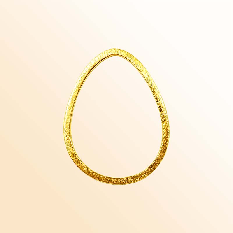 Handcrafted 18K Gold Overlay Brushed Teardrop Jewelry Connector From India