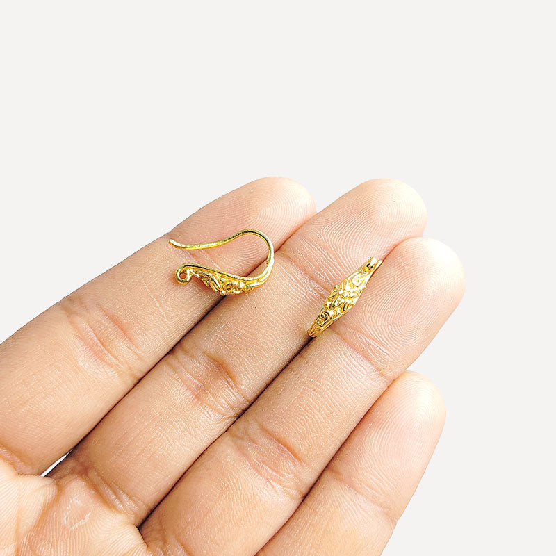 Handcrafted 18K Gold Overlay Floral Earwire Jewelry Finding From India