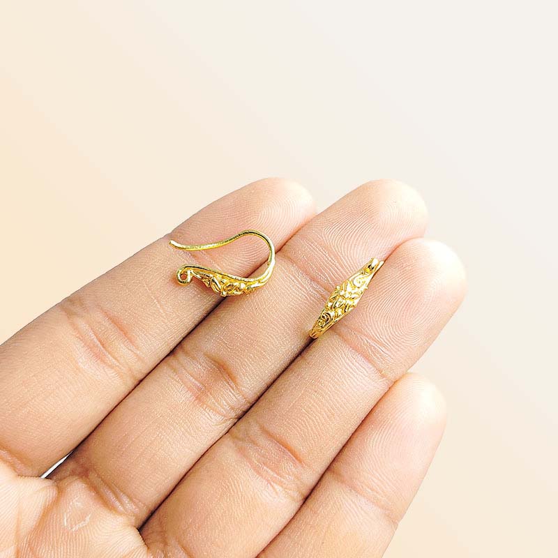 Handcrafted 18K Gold Overlay Floral Earwire Jewelry Finding From India