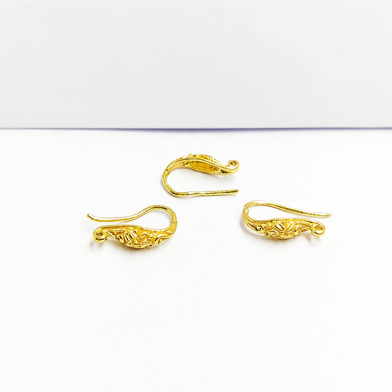 Handcrafted 18K Gold Overlay Floral Earwire Jewelry Finding From India