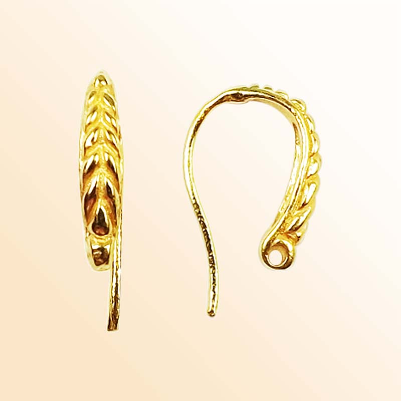 Handcrafted 18K Gold Overlay Leaf Earwire Jewelry Finding From India