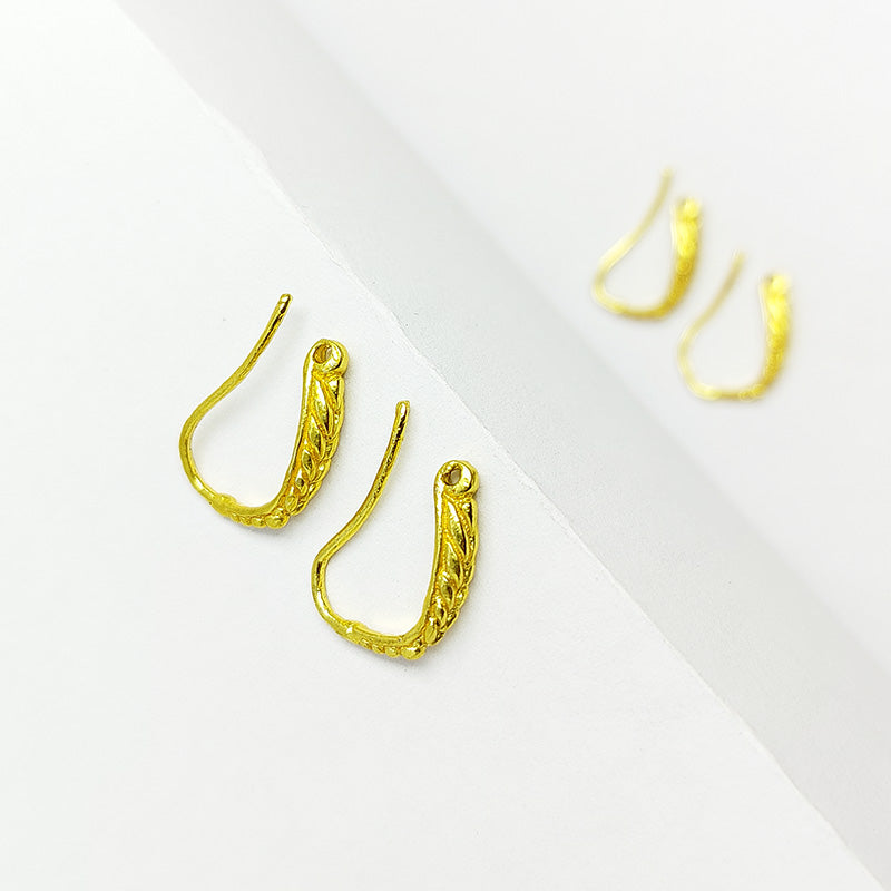 Handcrafted 18K Gold Overlay Leaf Earwire Jewelry Finding From India