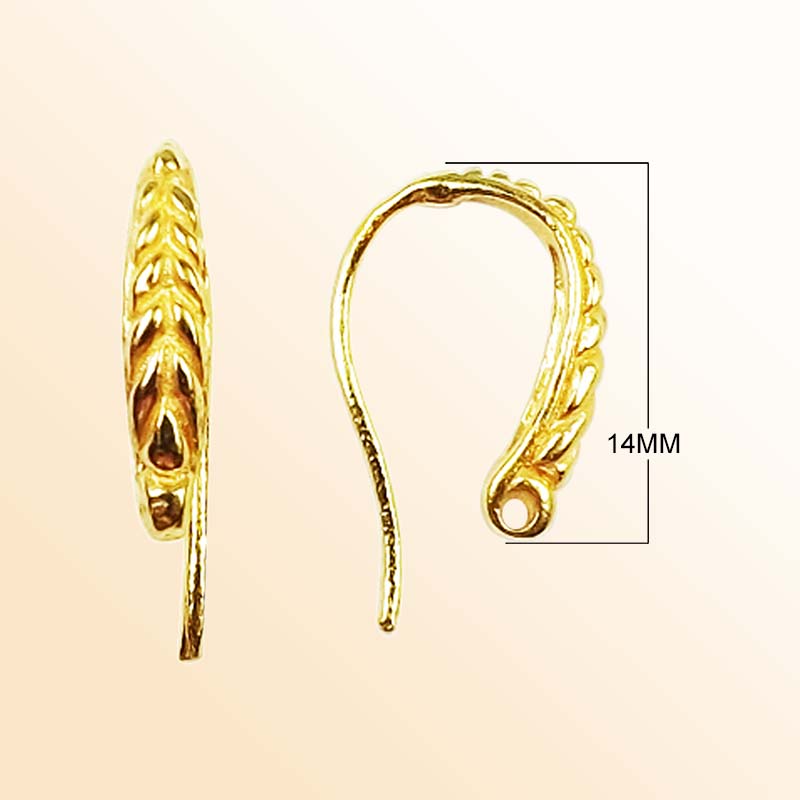 Handcrafted 18K Gold Overlay Leaf Earwire Jewelry Finding From India