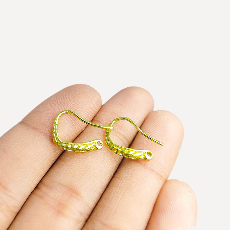 Handcrafted 18K Gold Overlay Leaf Earwire Jewelry Finding From India