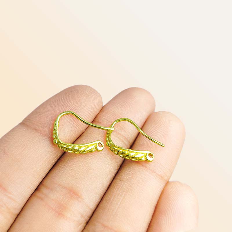 Handcrafted 18K Gold Overlay Leaf Earwire Jewelry Finding From India