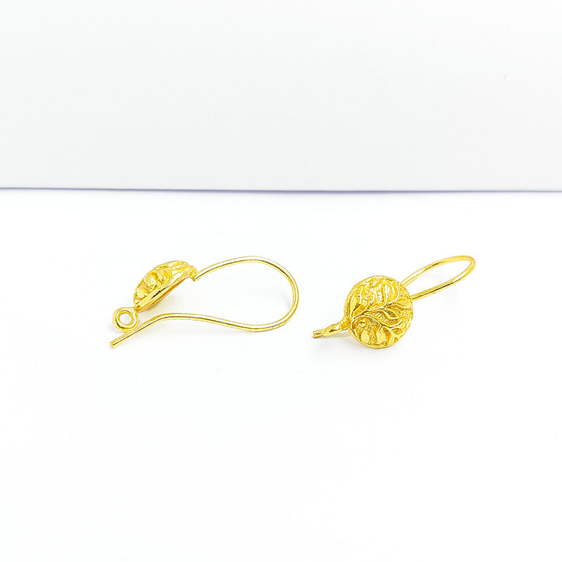 Handcrafted 18K Gold Overlay Leaf Motif Round Earwire Jewelry Finding From India