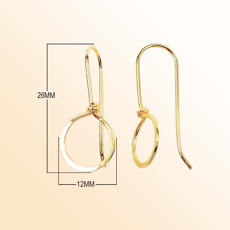 Handcrafted 18K Gold Overlay Round Loop Earring Wire From India
