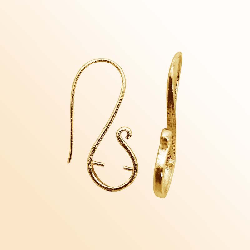 Handcrafted 18K Gold Overlay S-Hook Earring Wire From India