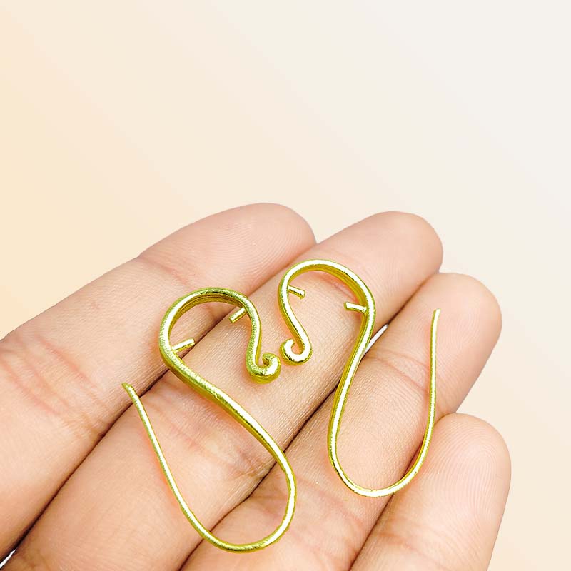 Handcrafted 18K Gold Overlay S-Hook Earring Wire From India