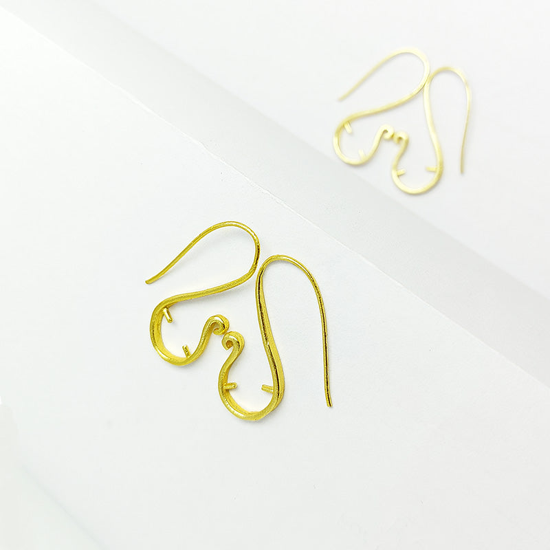 Handcrafted 18K Gold Overlay S-Hook Earring Wire From India
