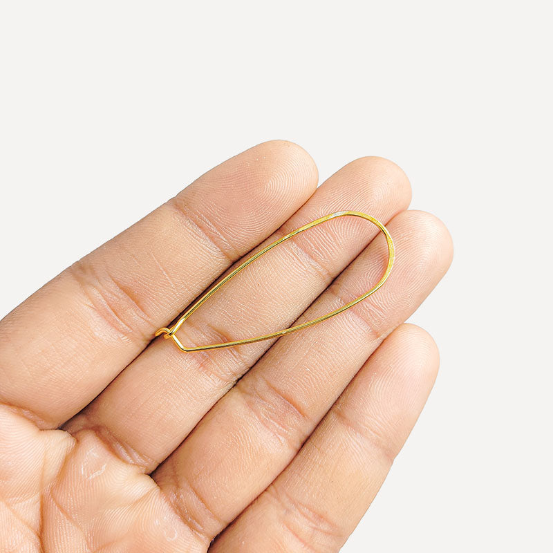 Handcrafted 18K Gold Overlay Long Teardrop Earring Wire From India