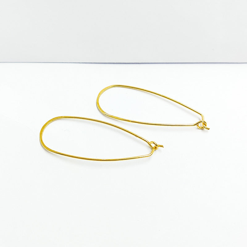Handcrafted 18K Gold Overlay Long Teardrop Earring Wire From India