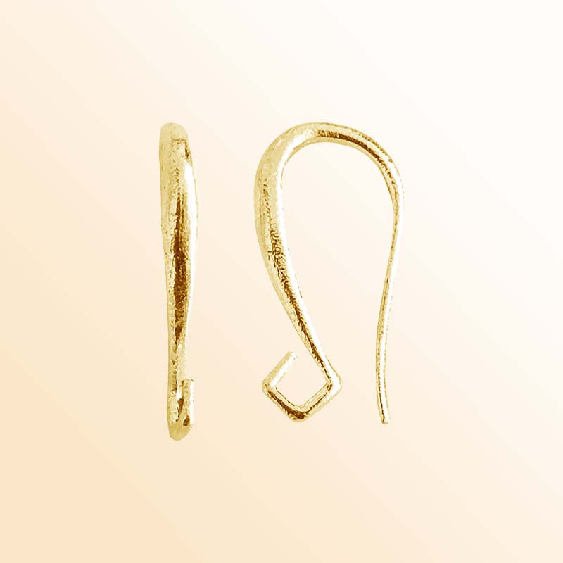 Handcrafted 18K Gold Overlay Curved Hook Earring Wire From India