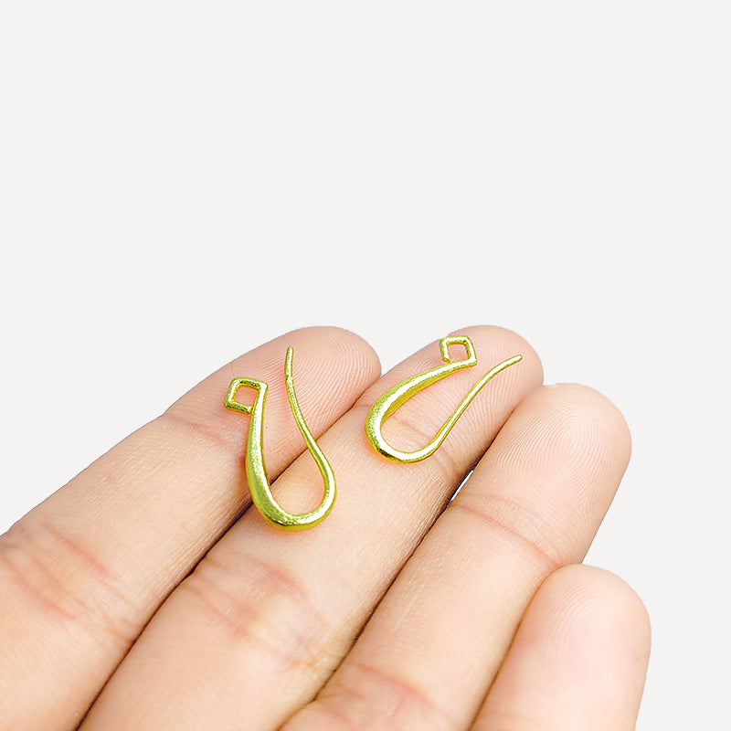 Handcrafted 18K Gold Overlay Curved Hook Earring Wire From India