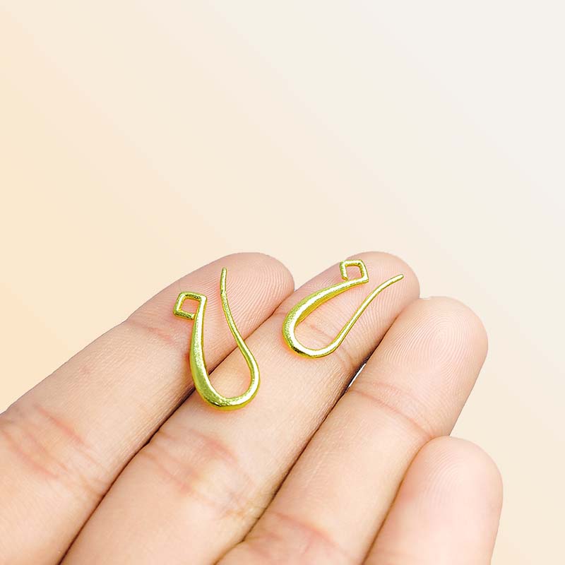 Handcrafted 18K Gold Overlay Curved Hook Earring Wire From India