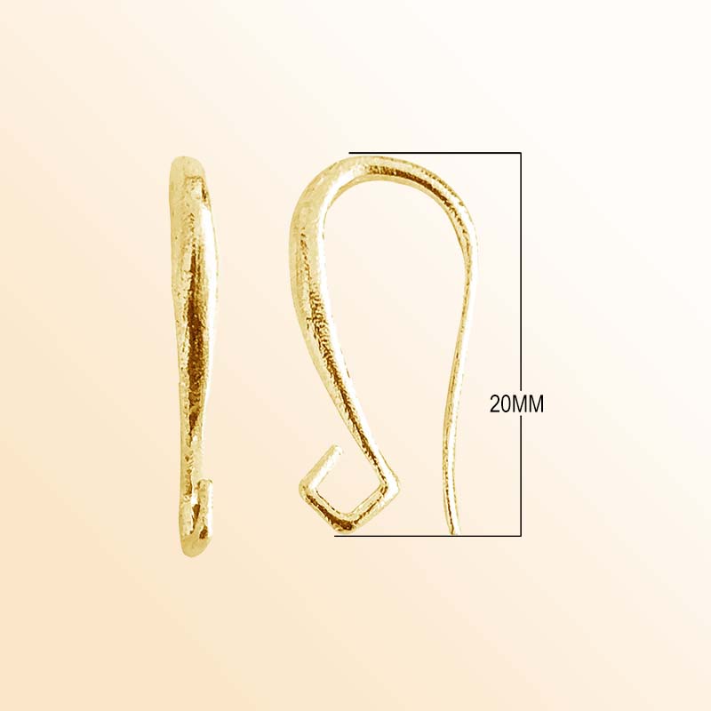 Handcrafted 18K Gold Overlay Curved Hook Earring Wire From India