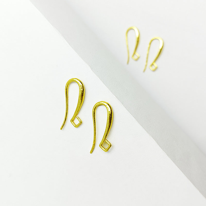 Handcrafted 18K Gold Overlay Curved Hook Earring Wire From India