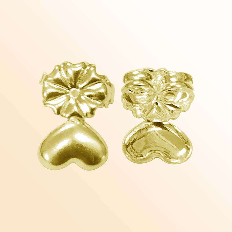 Handcrafted 18K Gold Overlay Heart And Flower Earring Wire From India