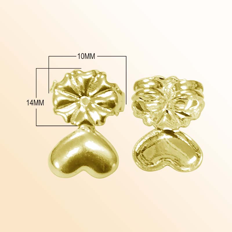 Handcrafted 18K Gold Overlay Heart And Flower Earring Wire From India