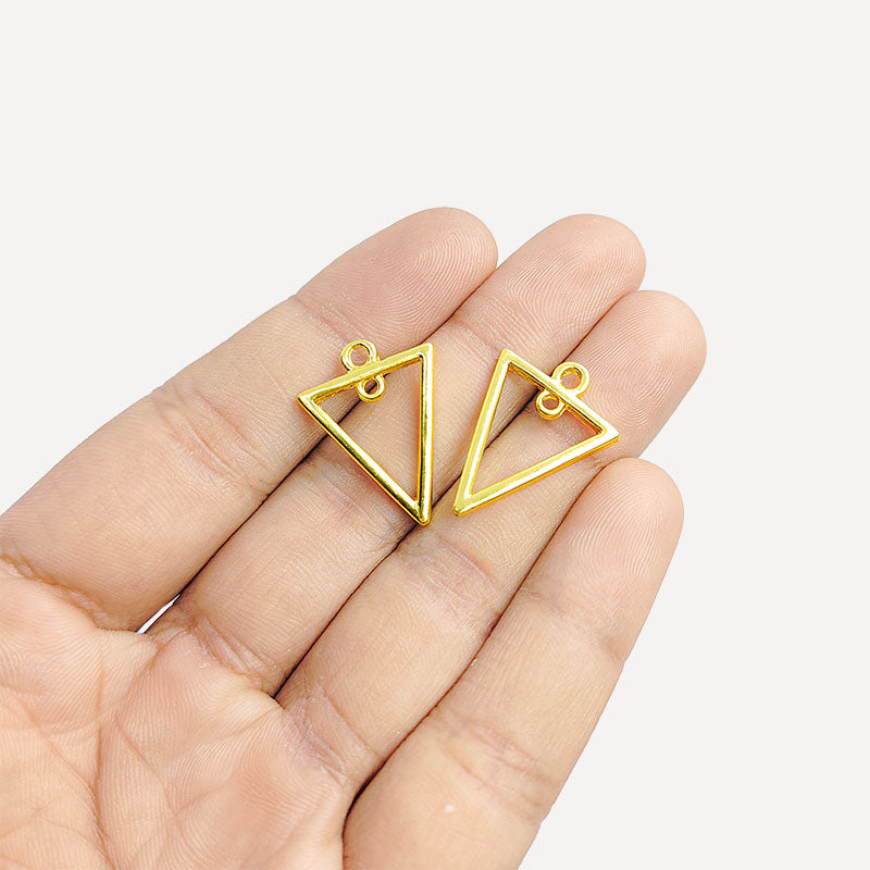 Handcrafted 18K Gold Overlay Triangle Frame Jewelry Connector From India