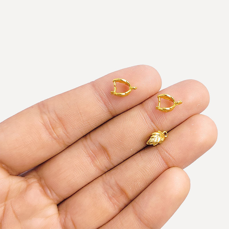 Handcrafted 18K Gold Overlay Leaf Pendant Bail From India