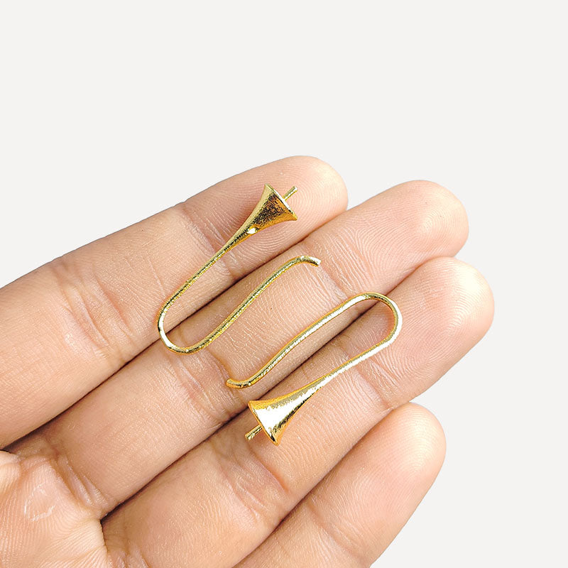 Handcrafted 18K Gold Overlay Bell Drop Earring Wire From India