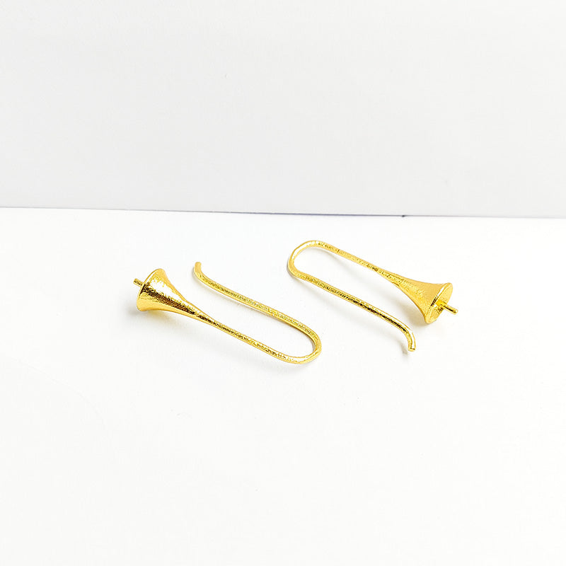 Handcrafted 18K Gold Overlay Bell Drop Earring Wire From India