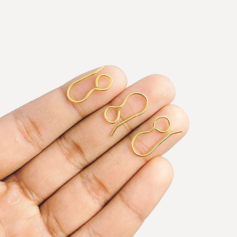 Handcrafted 18K Gold Overlay Smooth Round Earring Wire From India