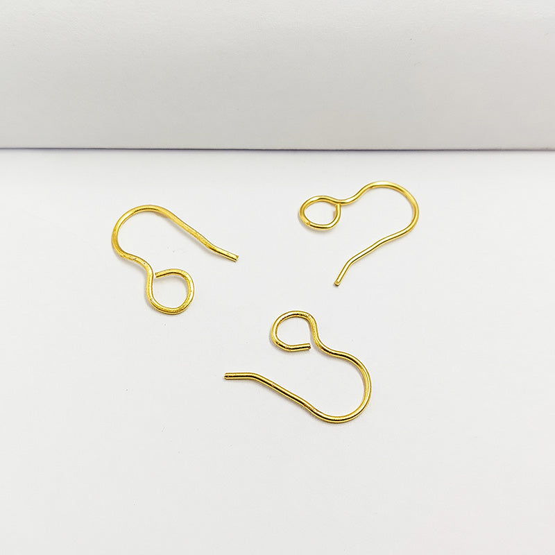 Handcrafted 18K Gold Overlay Smooth Round Earring Wire From India