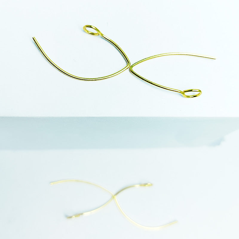 Handcrafted 18K Gold Overlay Long Loop Earring Wire From India