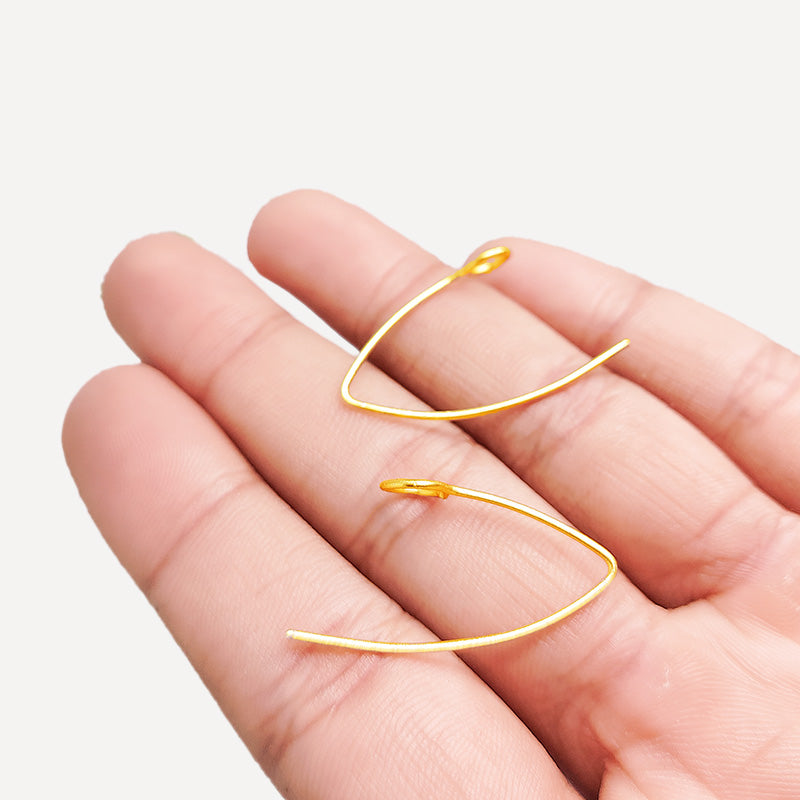 Handcrafted 18K Gold Overlay Long Loop Earring Wire From India