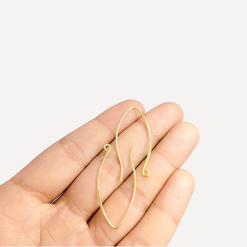 Handcrafted 18K Gold Overlay Marquise Long Earring Wire From India