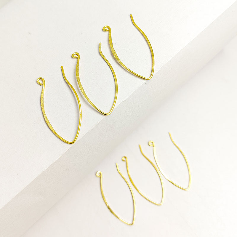 Handcrafted 18K Gold Overlay Marquise Long Earring Wire From India
