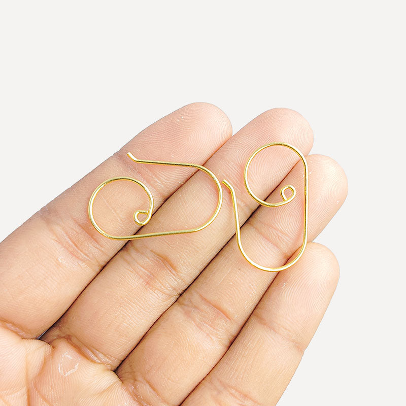 Handcrafted 18K Gold Overlay Spiral Hook Earring Wire From India