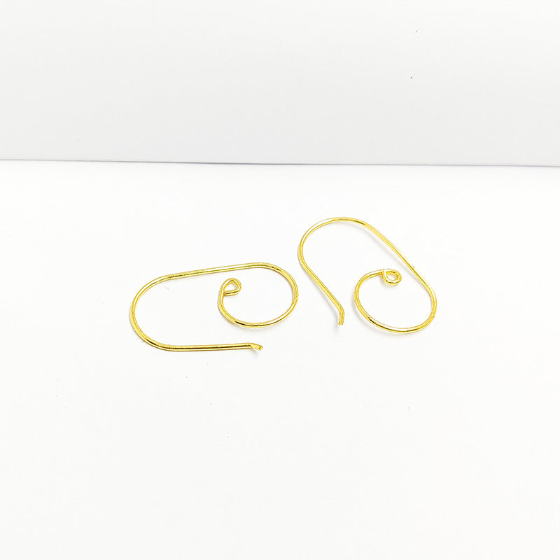 Handcrafted 18K Gold Overlay Spiral Hook Earring Wire From India