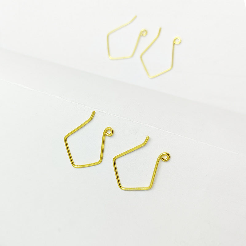 Handcrafted 18K Gold Overlay Geometric Diamond Earring Wire From India