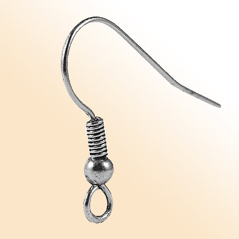 Handcrafted Black Rhodium Overlay Coil Ball Drop Earwire Jewelry Finding From India
