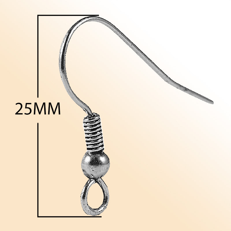 Handcrafted Black Rhodium Overlay Coil Ball Drop Earwire Jewelry Finding From India