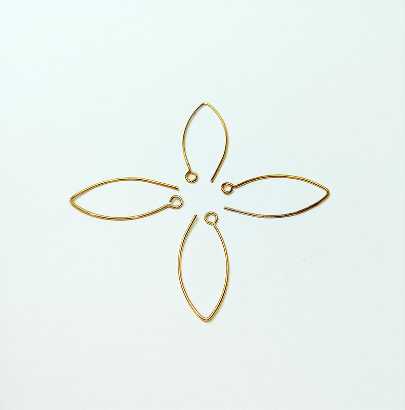 Handcrafted Rose Gold Overlay Long Marquise Earwire From India For Elegant Designer Earrings
